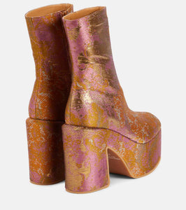 Dries Van Noten Jacquard platform ankle boots