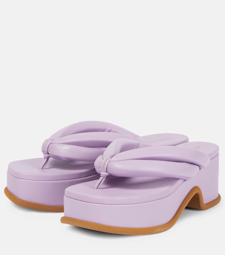 Dries Van Noten Leather platform thong sandals