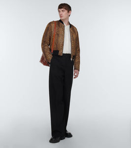 Dries Van Noten Leopard-print satin varsity jacket