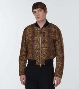 Dries Van Noten Leopard-print satin varsity jacket