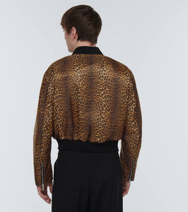 Dries Van Noten Leopard-print satin varsity jacket