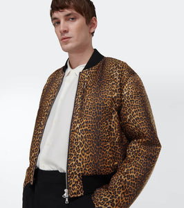 Dries Van Noten Leopard-print satin varsity jacket