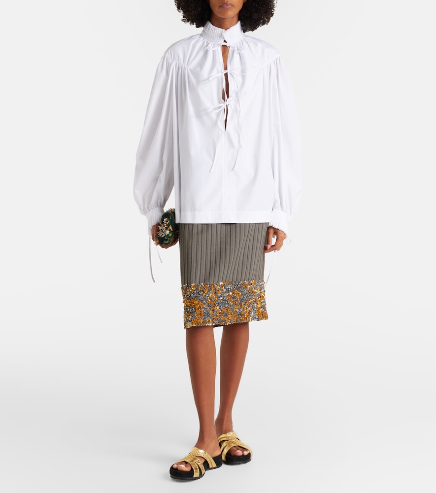 Dries Van Noten Metallic leather and suede slides