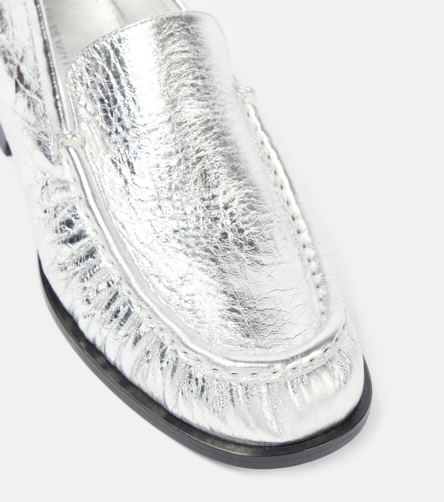 Dries Van Noten Metallic leather loafers