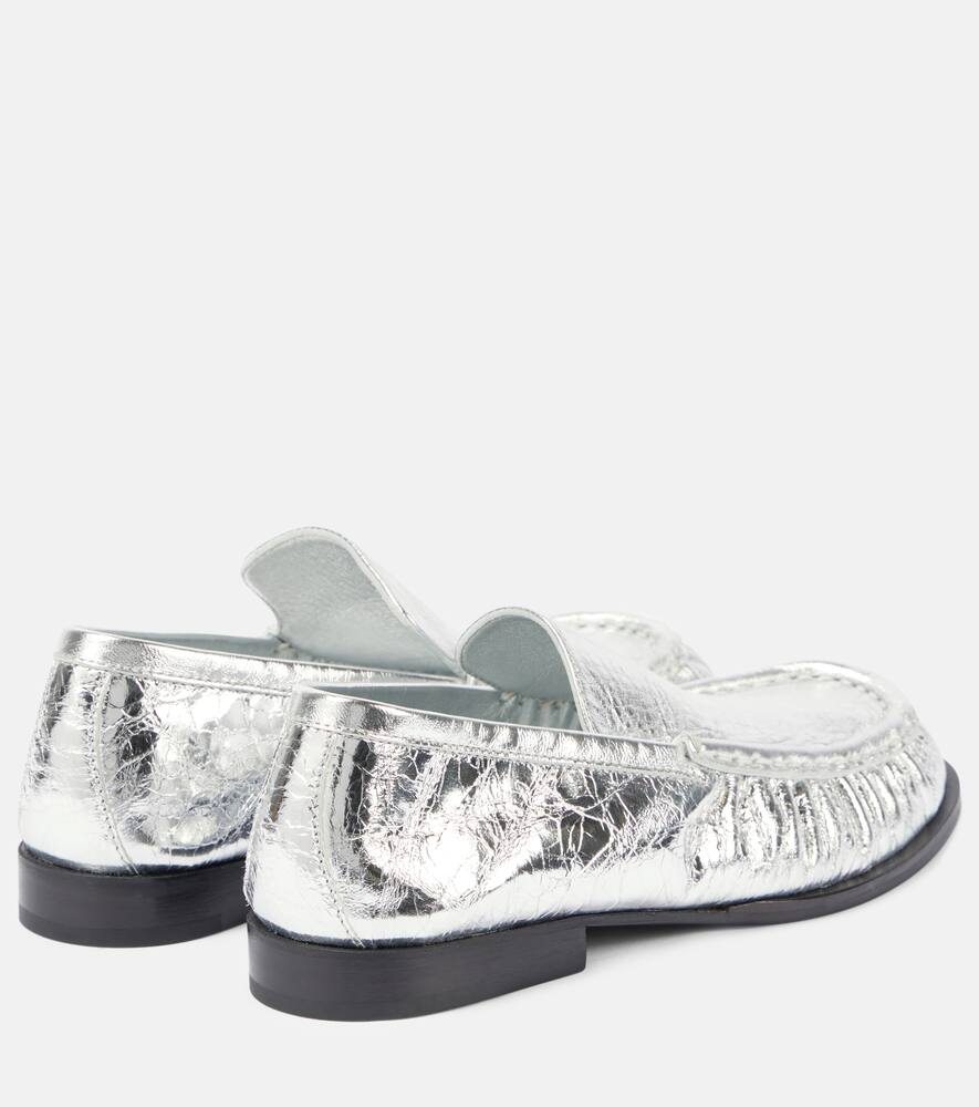 Dries Van Noten Metallic leather loafers