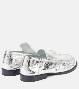 Dries Van Noten Metallic leather loafers