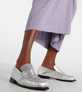 Dries Van Noten Metallic leather loafers