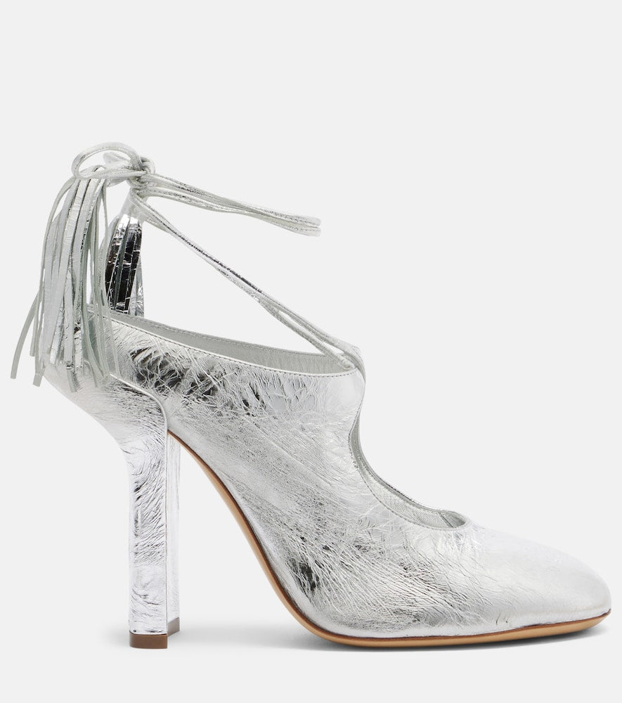 Dries Van Noten Metallic leather mules