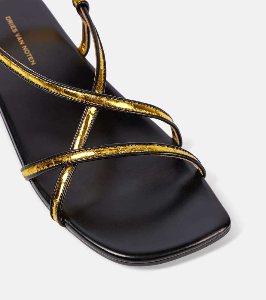 Dries Van Noten Metallic leather sandals