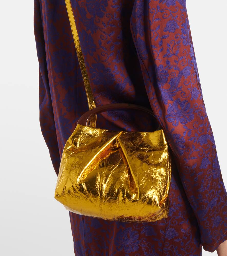 Dries Van Noten Mini metallic leather tote bag