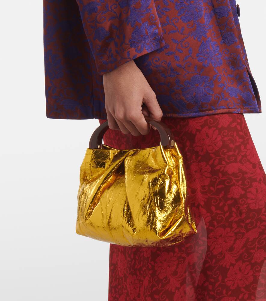 Dries Van Noten Mini metallic leather tote bag