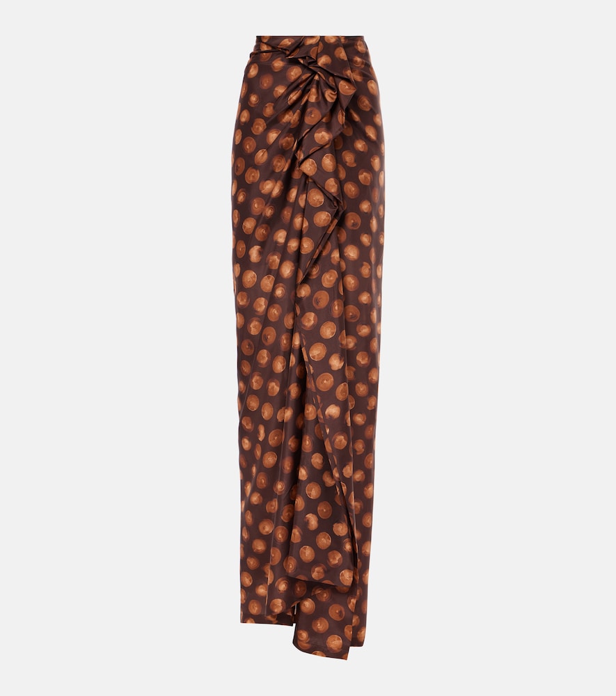 Dries Van Noten Polka-dot gathered silk maxi skirt - Dries Van Noten 波点缩褶真丝超长半身裙
