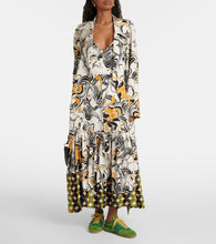 Dries Van Noten Printed double-breasted satin coat