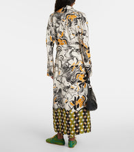 Dries Van Noten Printed double-breasted satin coat