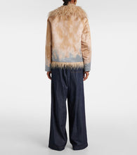 Dries Van Noten Printed faux fur-trimmed jacket