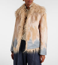 Dries Van Noten Printed faux fur-trimmed jacket