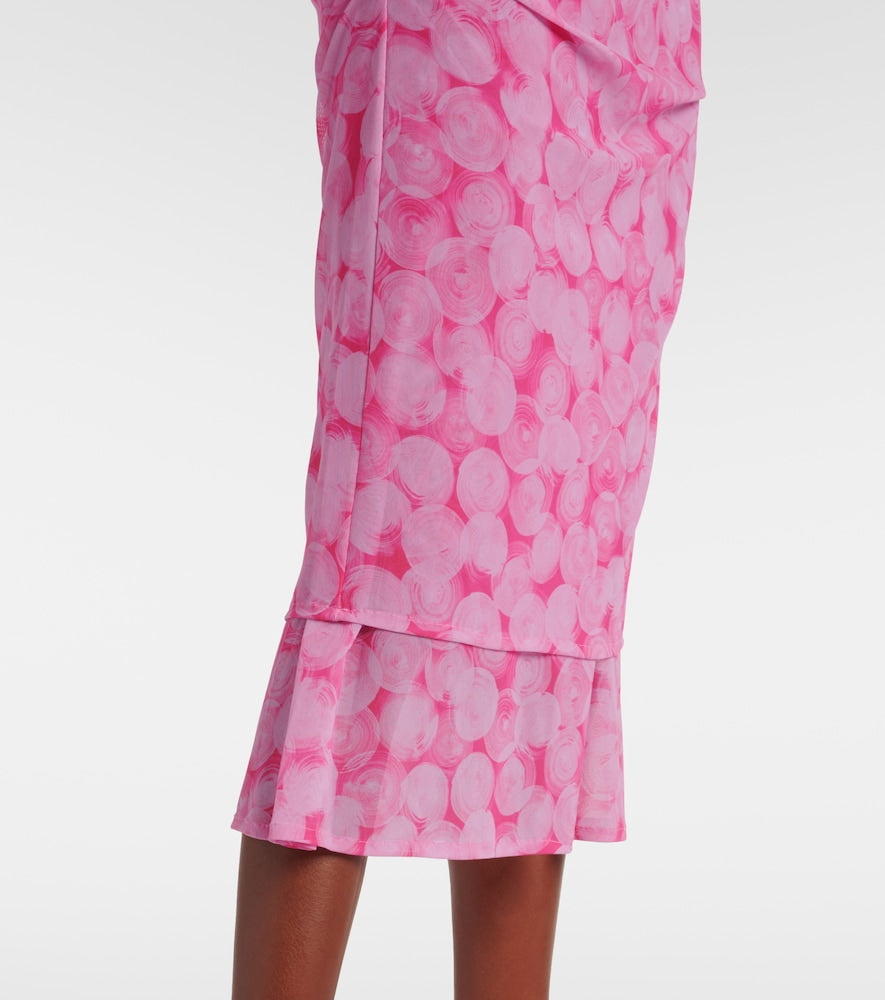 Dries Van Noten Printed gathered jersey midi skirt