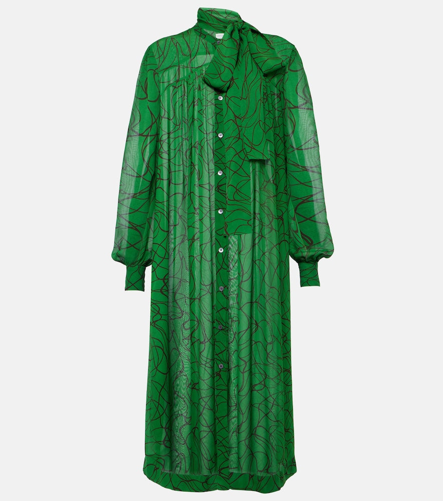 Dries Van Noten Printed georgette midi dress. Dries Van Noten 印花乔其纱中长连衣裙