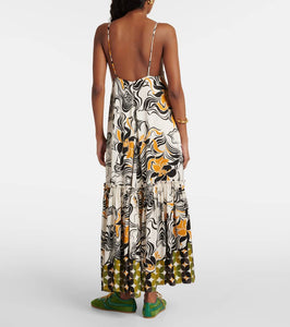 Dries Van Noten Printed satin maxi dress