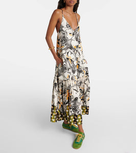 Dries Van Noten Printed satin maxi dress