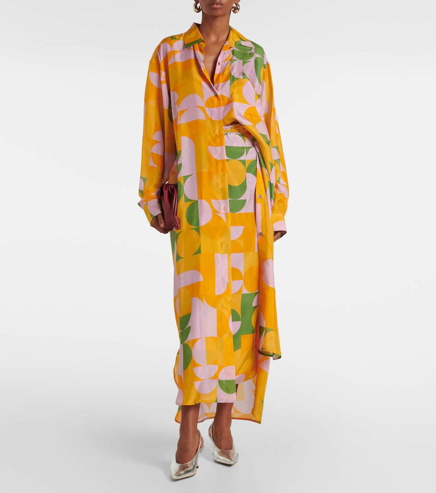 Dries Van Noten Printed silk pongee shirt dress
