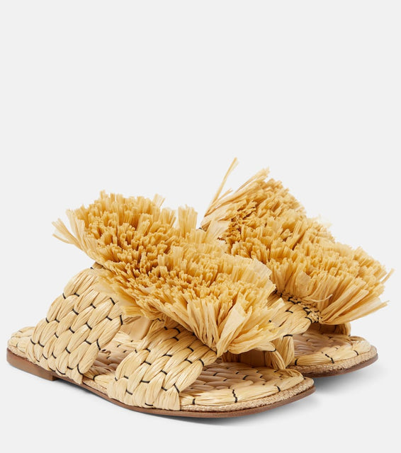 Dries Van Noten Raffia espadrille slides