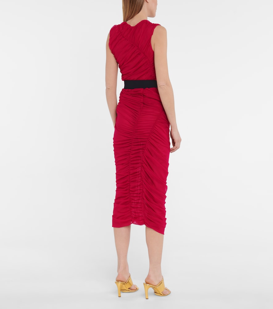 Dries Van Noten Ruched mesh midi skirt