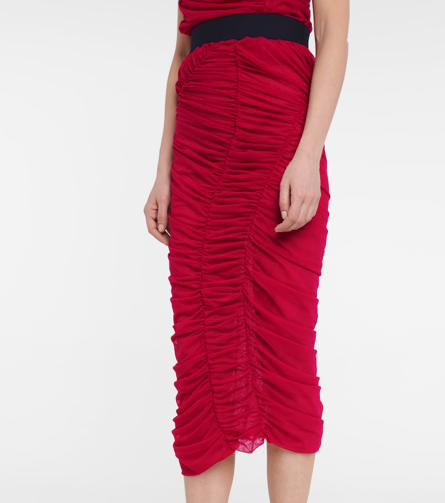 Dries Van Noten Ruched mesh midi skirt