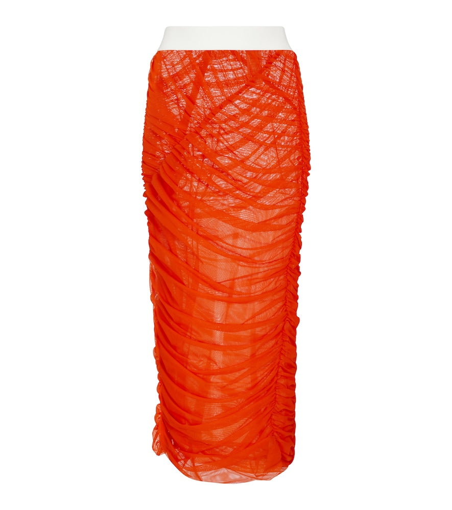 Dries Van Noten Ruched mesh midi skirt - Dries Van Noten 褶饰网布中长半身裙