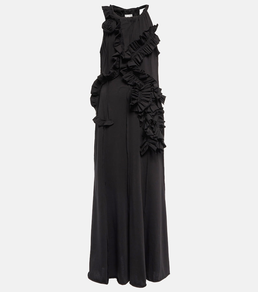 Dries Van Noten Ruffle-trimmed cotton jersey maxi dress. Dries Van Noten 荷叶边饰棉质平纹针织超长连衣裙