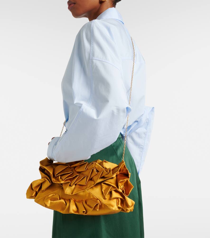 Dries Van Noten Ruffled silk satin clutch