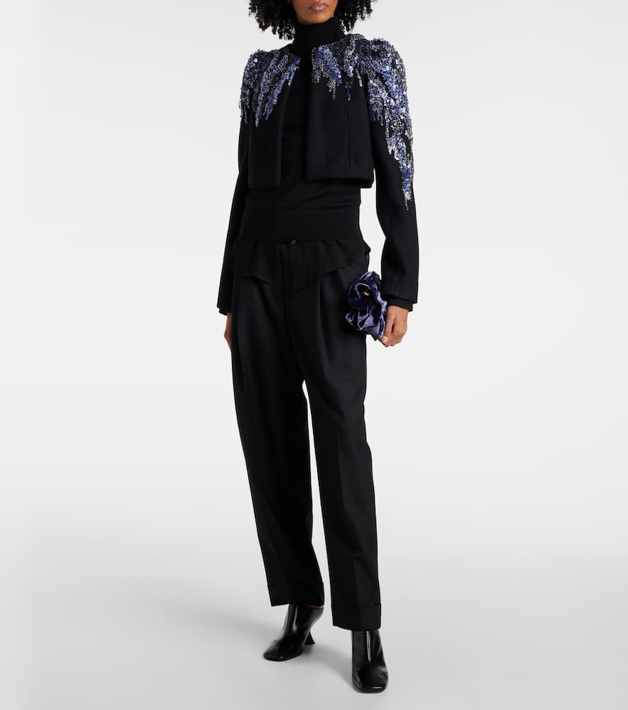 Dries Van Noten Sequined cropped wool-blend jacket