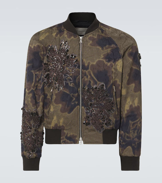 Dries Van Noten Sequined floral-appliqu√É¬© bomber jacket