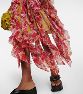 Dries Van Noten Silk-blend floral midi dress
