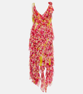 Dries Van Noten Silk-blend floral midi dress