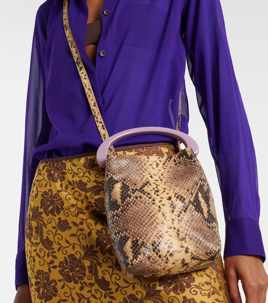 Dries Van Noten Small snake-effect leather tote bag