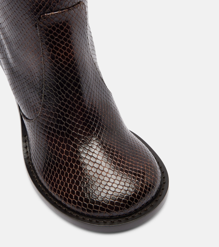 Dries Van Noten Snake-effect leather knee-high boots