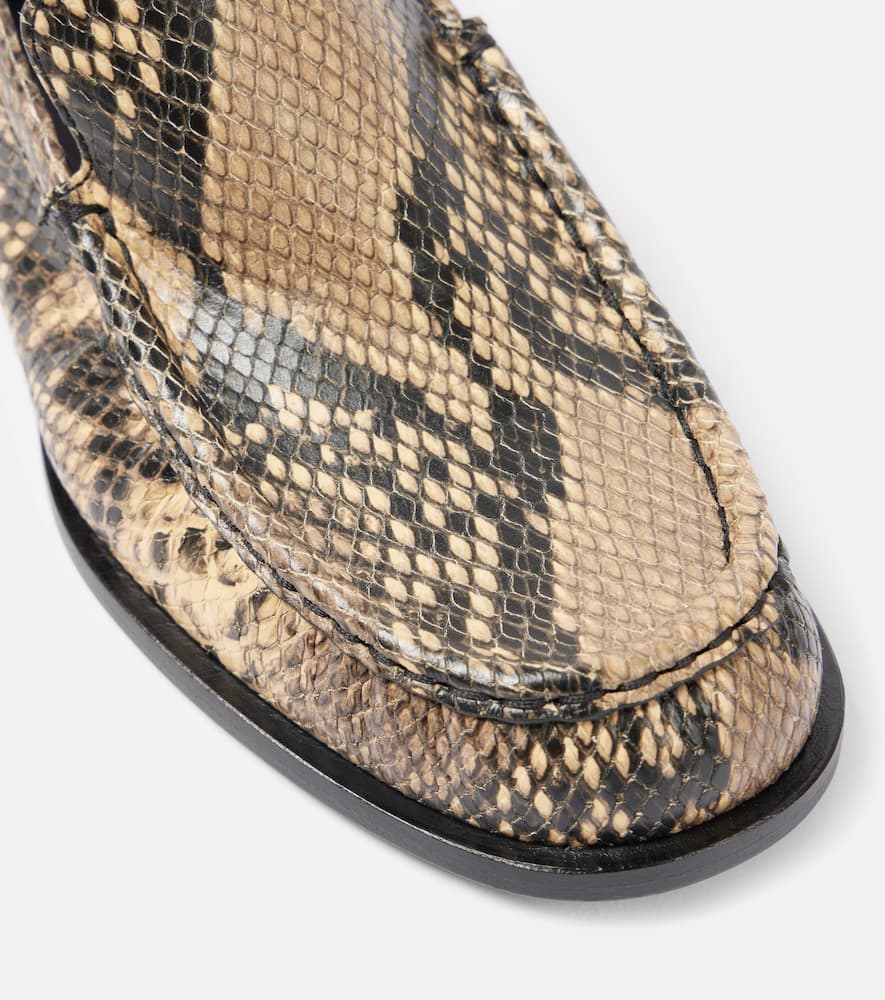 Dries Van Noten Snake-effect leather loafers
