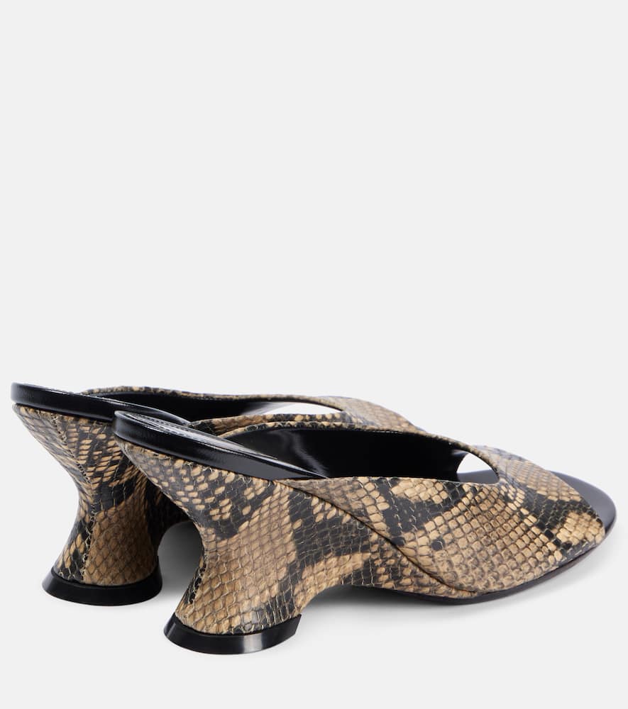 Dries Van Noten Snake-effect leather mules