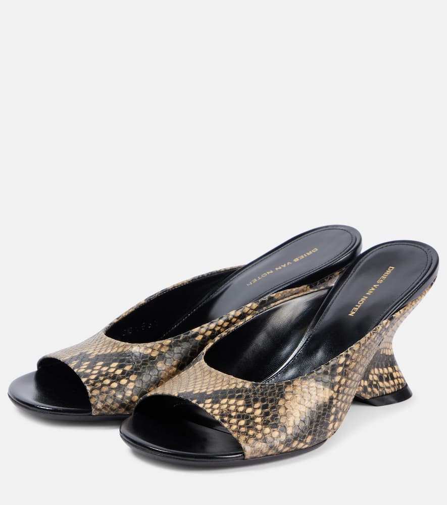 Dries Van Noten Snake-effect leather mules