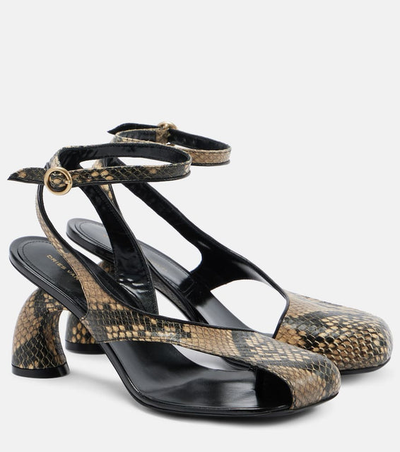 Dries Van Noten Snake-effect leather sandals