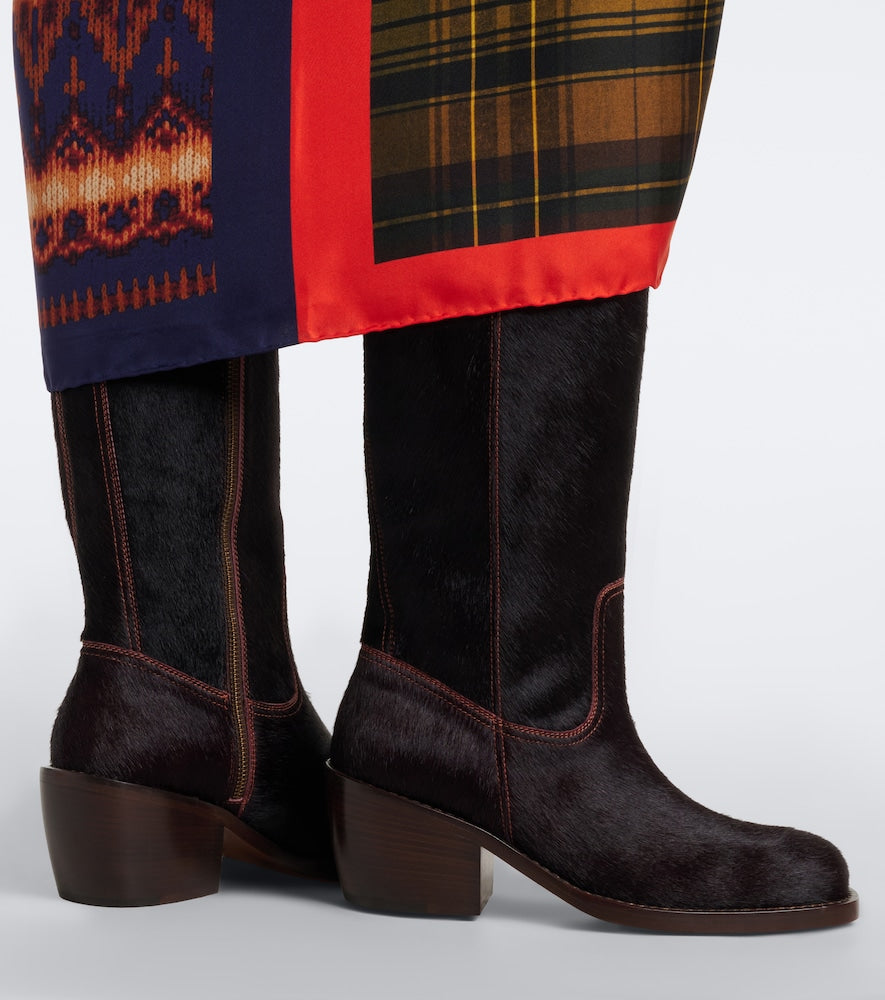 Brown Dries Van Noten Calf hair mid-calf boots - Mid Heels