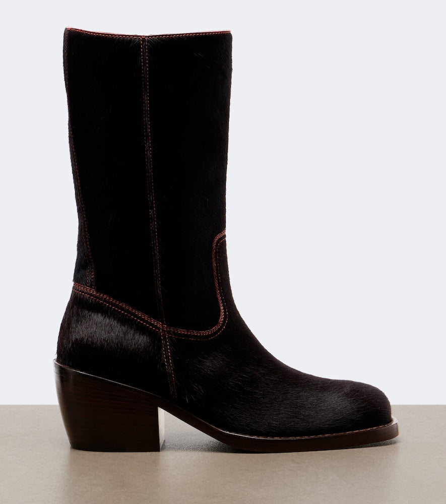 Brown Dries Van Noten Calf hair mid-calf boots - Mid Heels