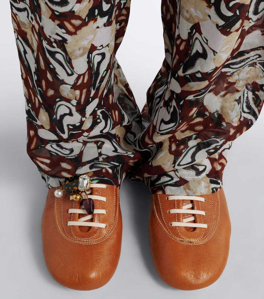 Dries Van Noten Embellished leather sneakers - Brown Low-Top Sneakers
