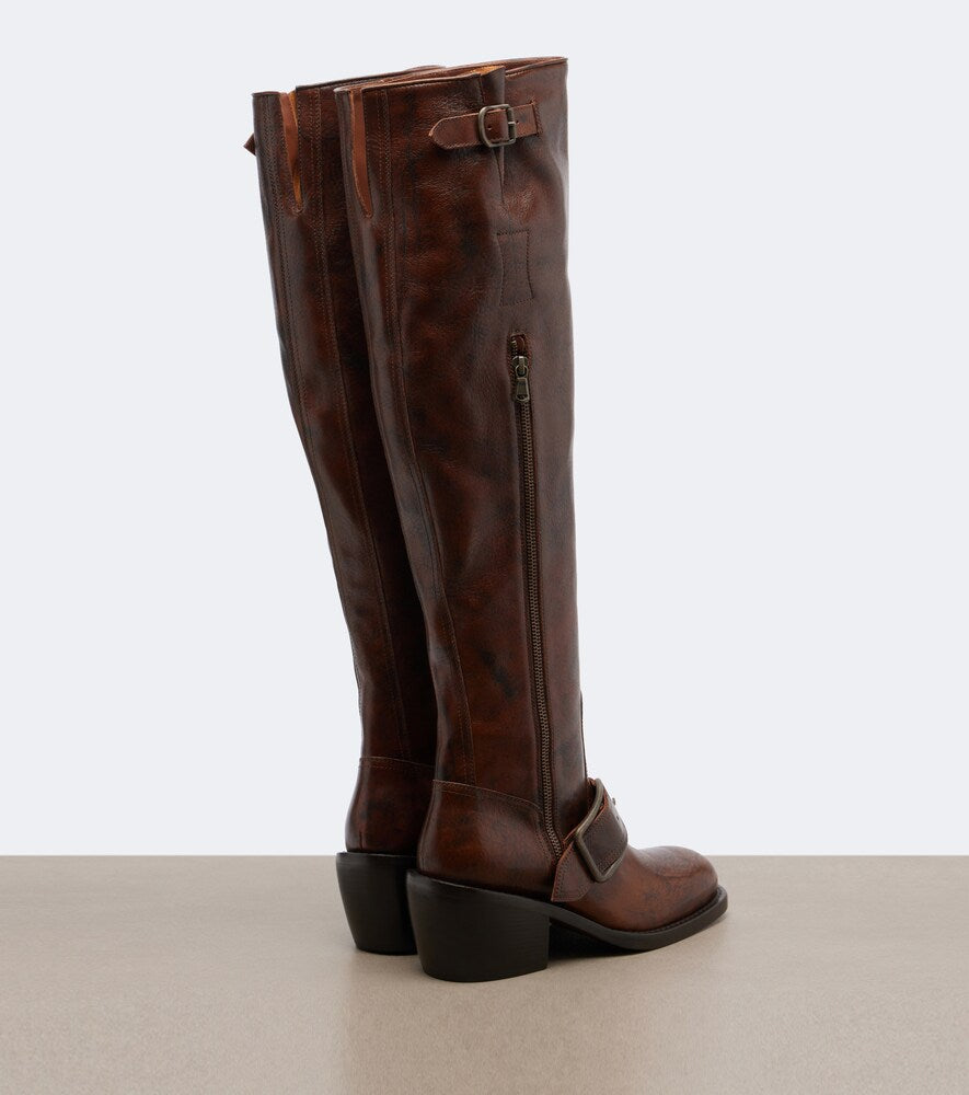 Dries Van Noten Leather over-the-knee boots in Brown - Mid Heel Boots