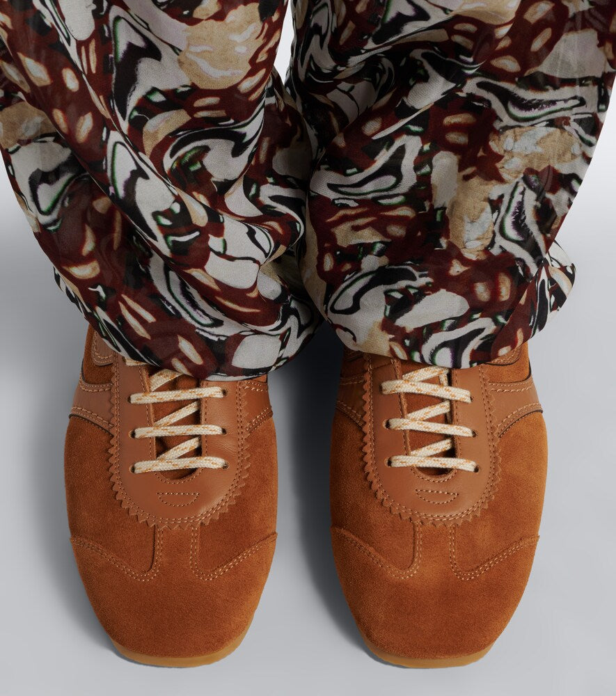 Dries Van Noten Leather-trimmed suede high-top sneakers - Brown High Top Sneakers