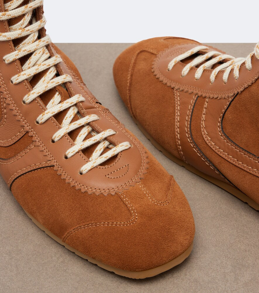 Dries Van Noten Leather-trimmed suede high-top sneakers - Brown High Top Sneakers