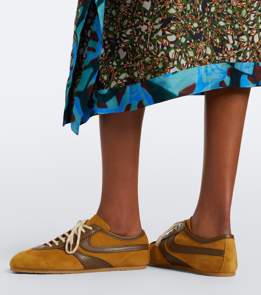Dries Van Noten Leather-trimmed suede sneakers (Yellow) - Low-Top Sneakers