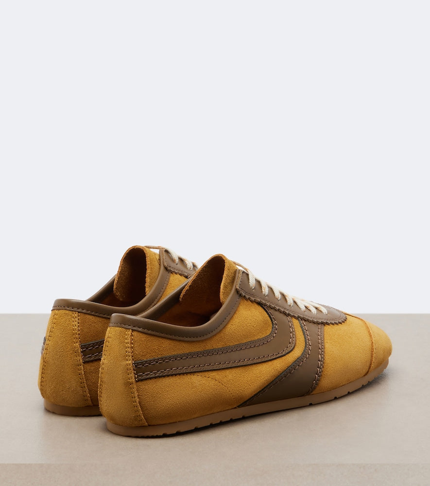 Dries Van Noten Leather-trimmed suede sneakers (Yellow) - Low-Top Sneakers