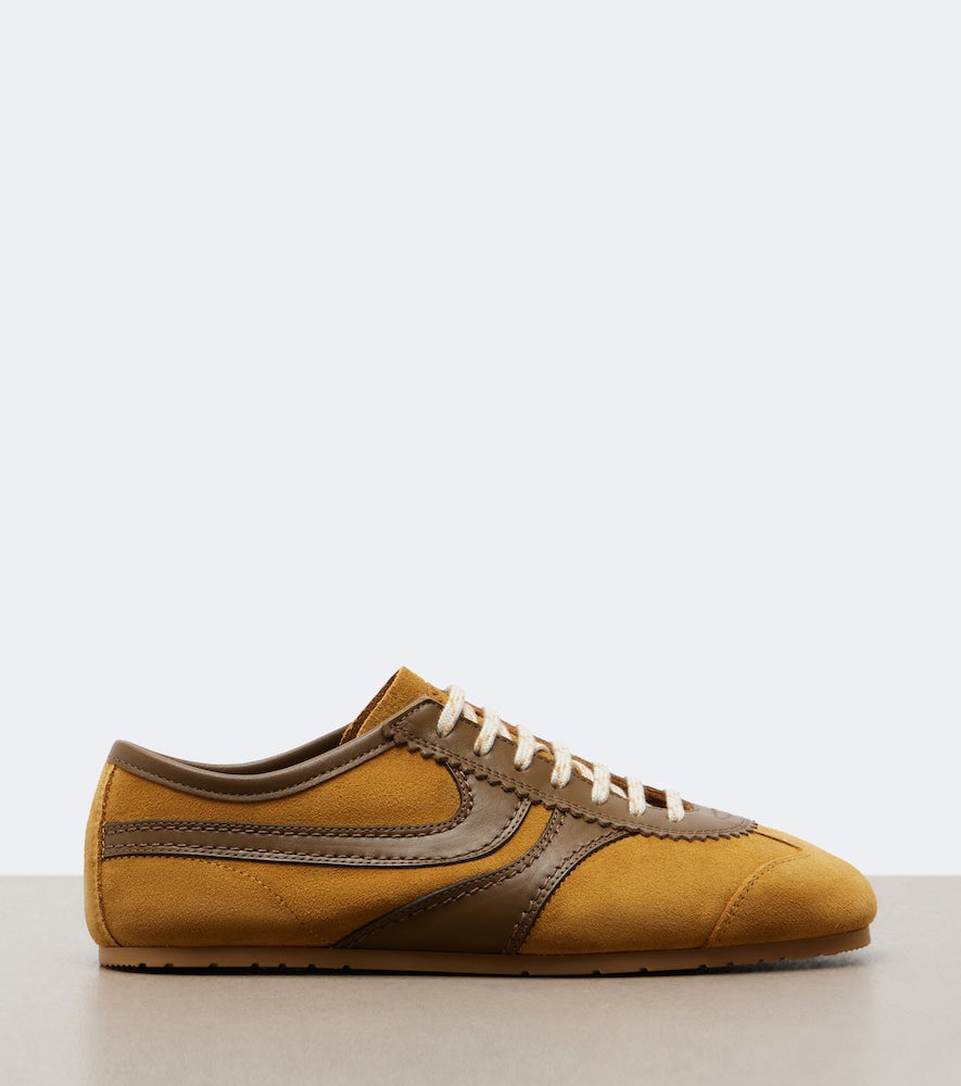 Dries Van Noten Leather-trimmed suede sneakers (Yellow) - Low-Top Sneakers